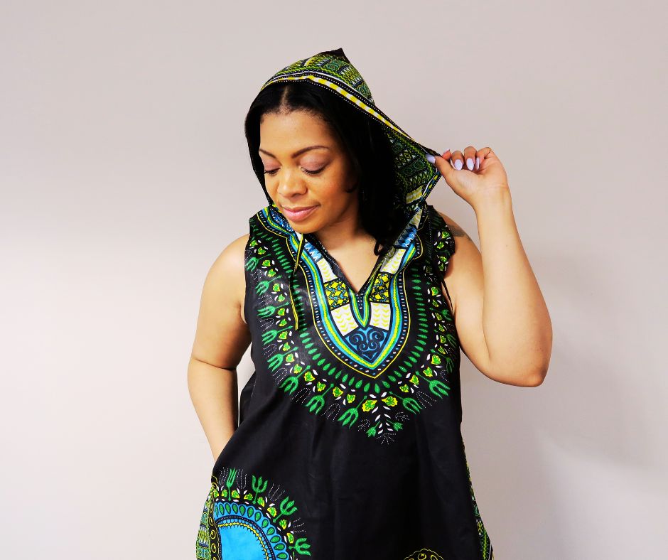 Tapered Fit Sleeveless Hooded Dashiki Tapered Fit Sleeveless Hooded Dashiki
