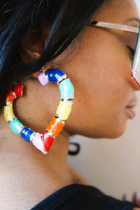 Rainbow Heart "Bamboo" Earrings