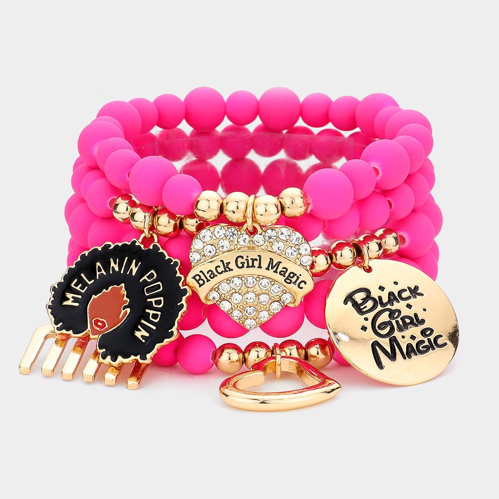 Black Girl Magic Charm Bracelet Set