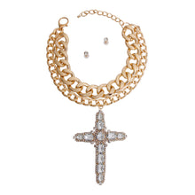 Load image into Gallery viewer, Chunky Gold Jumbo Cross Necklace Set
