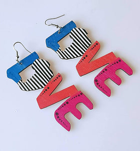 Colorful Wooden LOVE Earrings (More Colors)