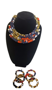 Kitenge Necklace & Loop Earring Set (2 pieces)