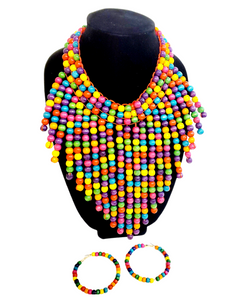 Rainbow Drip Necklace & Earring Set