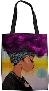 Canvas Purple Afro Queen Tote
